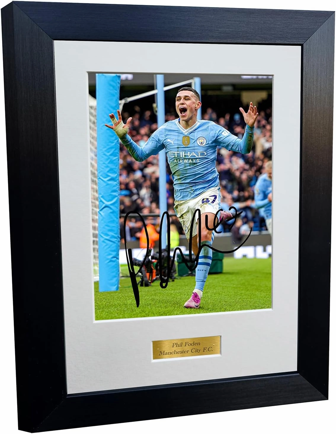 Kitbags & Lockers 12x8 A4 Phil Foden Manchester City F.C. Autographed Signed Photo Photograph Picture Frame Football Soccer Poster Gift 8x6, Black