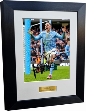 Kitbags & Lockers 12x8 A4 Phil Foden Manchester City F.C. Autographed Signed Photo Photograph Picture Frame Football Soccer Poster Gift 8x6, Black