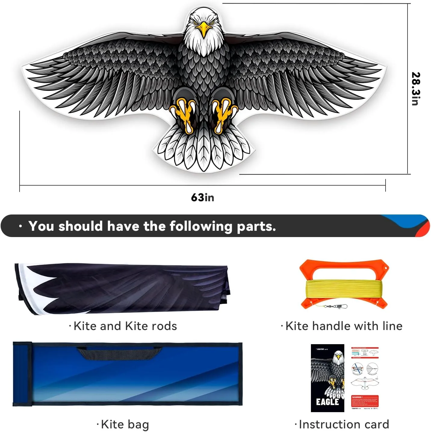 Kites for Kids&Adults,Large Eagle Kite for Boys&Girls,Easy to Fly for Beginners,Kites Toys for Beach Trip Park Outdoor Activities