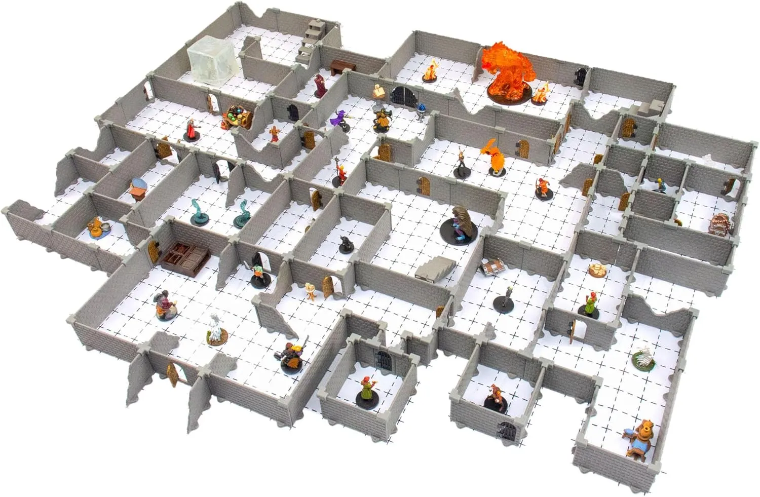 Knight Dungeon Set - Mini Dungeon Castle Cavern DND Terrain for Tabletop RPGs, Dungeons & Dragons, Pathfinder, War Gaming, and More! by DCD (200 pcs, 7sqft, 32rooms)