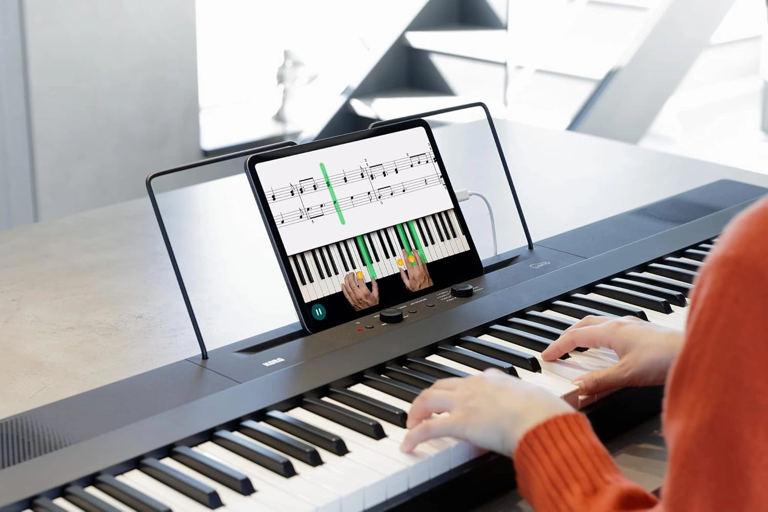 Korg Liano Portable 88-key Digital Piano w/ Semi-Weighted Keys, Bass Reflex Speakers and includes a Sustain Pedal & Power Adapter - Black