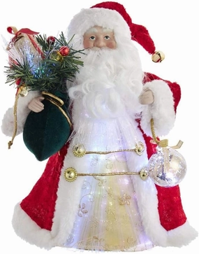 Kurt Adler 12-Inch CUL Fiber Optic LED Santa Treetop