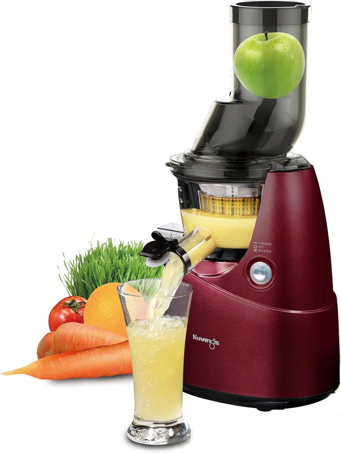 Kuvings BPA-Free Whole Slow Juicer Red B6000P with Sortbet Maker, Cleaning Tool Set, Smart Cap and Recipe Book