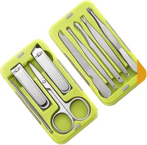 KUYWLMKMZZ Manicure Kit Mini Nail Clippers Set Suitable for Gifts Portable Nail Clippers Man and Woman 9 Pieces Green Nail Care Kit (Color : Green)
