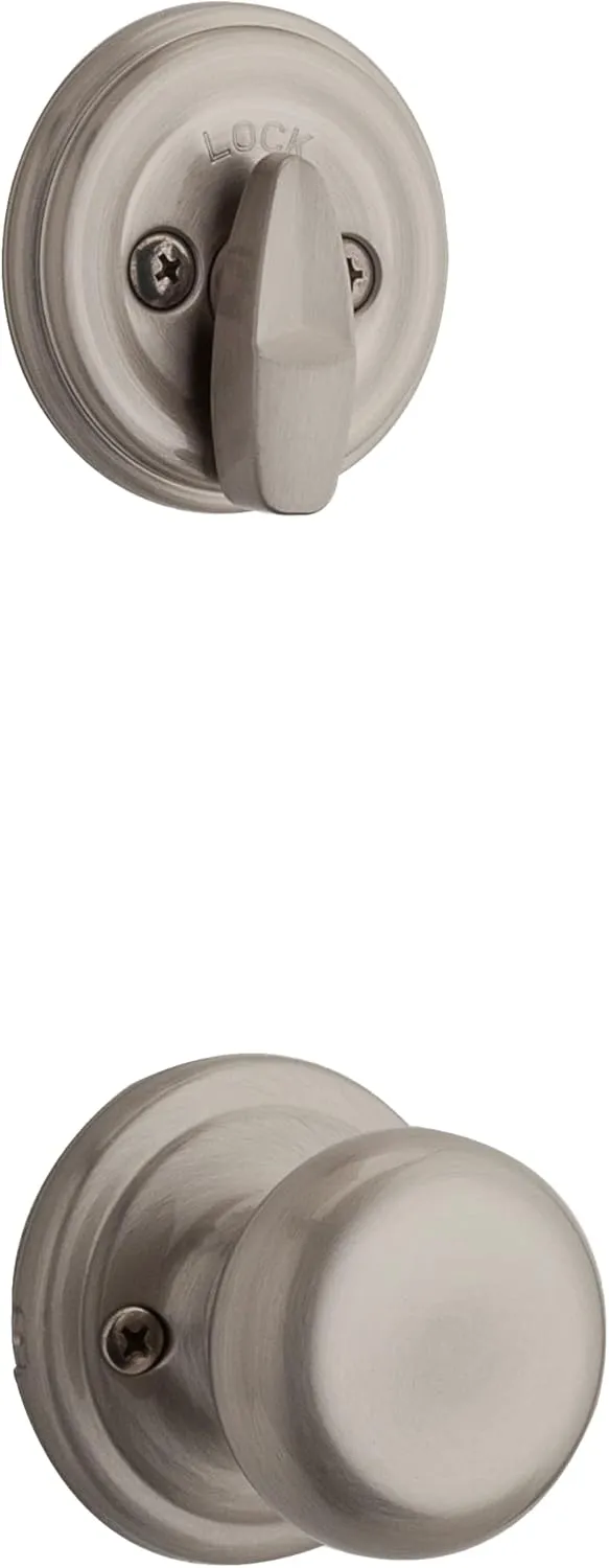 Kwikset Chelsea Front Door Lock Handle and Deadbolt Set, Entry Handleset Exterior with Interior Door Knob, Satin Nickel, Pick Resistant SmartKey Rekey Deadbolt Security