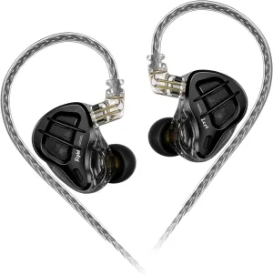 KZ ZAR in-Ear Monitor Headphones,1DD 7BA Hybrid Technology Driver IEM Wired Earbuds Headphone with Silver-Plated Cable for Audiophile Musician (KZ ZAR-Black, No Mic)……