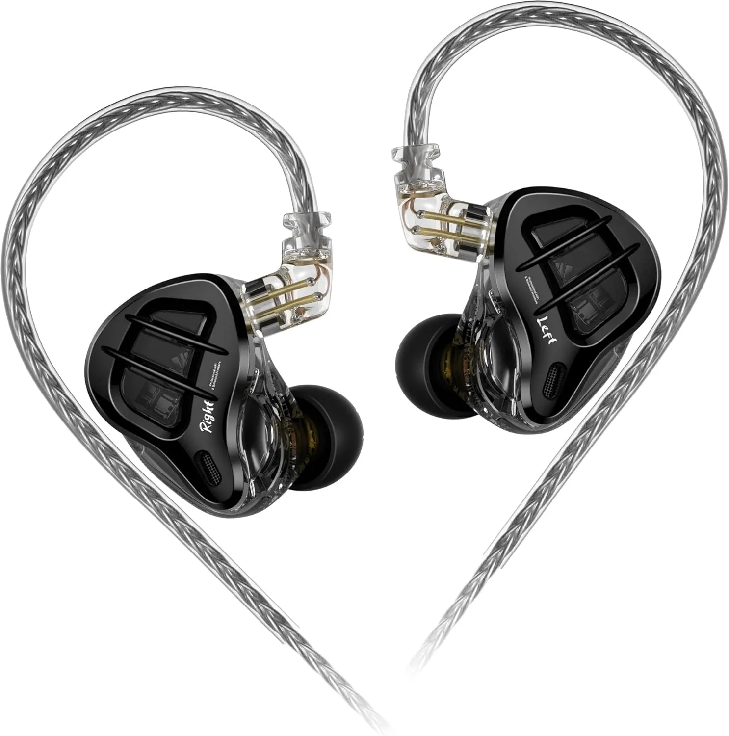 KZ ZAR in-Ear Monitor Headphones,1DD 7BA Hybrid Technology Driver IEM Wired Earbuds Headphone with Silver-Plated Cable for Audiophile Musician (KZ ZAR-Black, No Mic)……