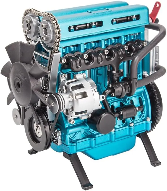 L4 Engine Model Kit That Runs, 3D Metal Turbocharged Inline-Four Car Engine Mechanical Engineering DIY Assembly Model with Cooling System (364 PCS)