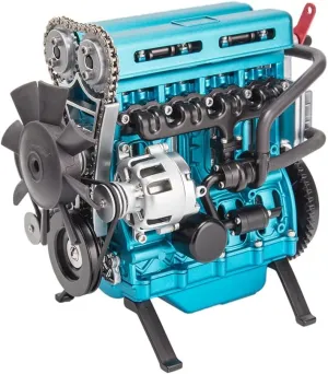 L4 Engine Model Kit That Runs, 3D Metal Turbocharged Inline-Four Car Engine Mechanical Engineering DIY Assembly Model with Cooling System (364 PCS)