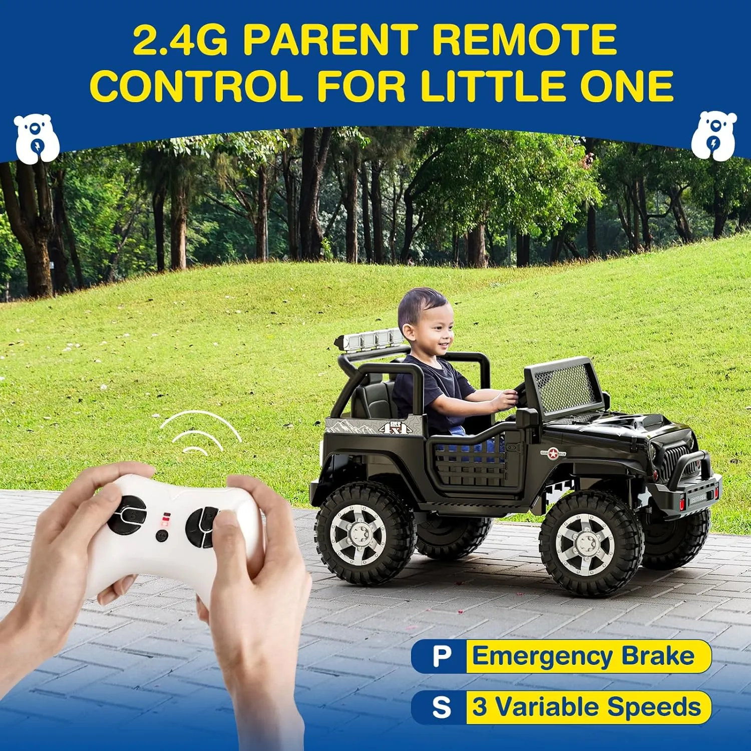 L8 Ride On Car, 2 Seater, 12V Kids Electric Car w/Remote Control, 4-Wheel Suspension, Bluetooth Speaker, Multi Music Modes, 3 Speeds, LED Lights, Xmas & Birthday Gift Ideas for Kids Ages 3 