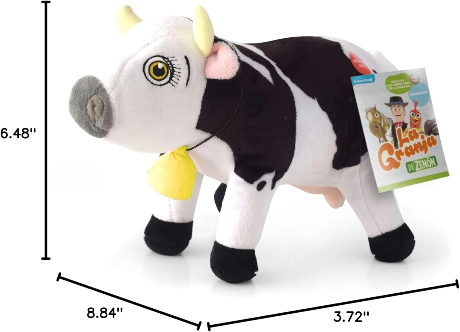 LA GRANJA DE ZENÓN Vaca Lola Musical Stuffed Animal 8-Inch Soft and Huggable Plush Toy with Music, Beloved El Reino Infantil Character
