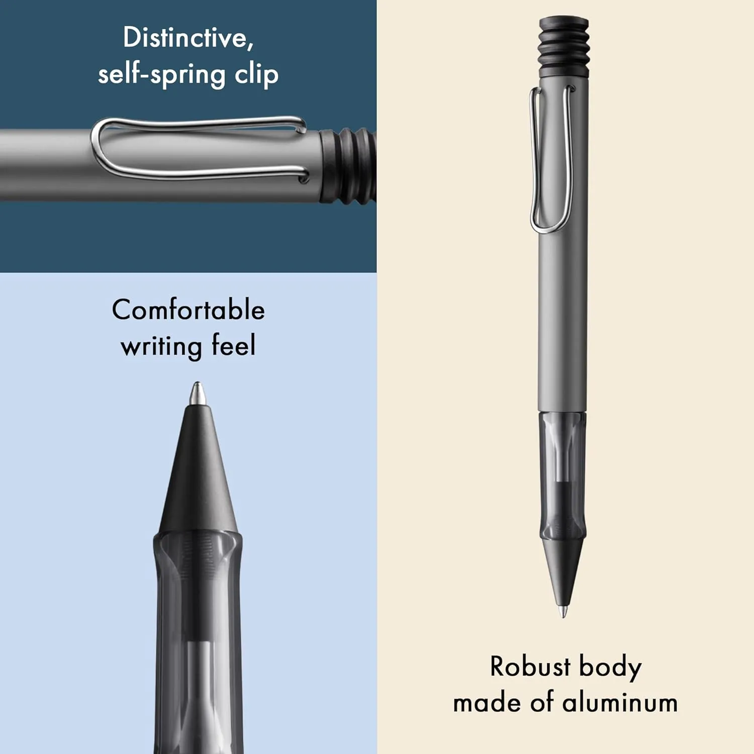 Lamy AL-star graphite - Ballpoint Pen with transparent, ergonomic grip & line width M - lightweight aluminium body - including large capacity refill M 16 in black
