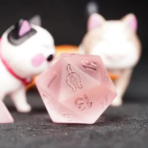 LANGWEI D20,DND Dice Set Pretty Pink Polyhedral Dice with Cat Pattern, Role Playing Dice for TRPG Table Games Dungeons and Dragons Games,Creative Gifts