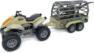 Large ATV Toy with Trailer Dinosaur Transport Truck Toys T Rex Carrier Jurassic Dino Rescue Friction Power Light and Sound Dinosaur Toys for Boys 3 4 5 6 7 8 Years Old Kids Toddlers Birthday Gifts