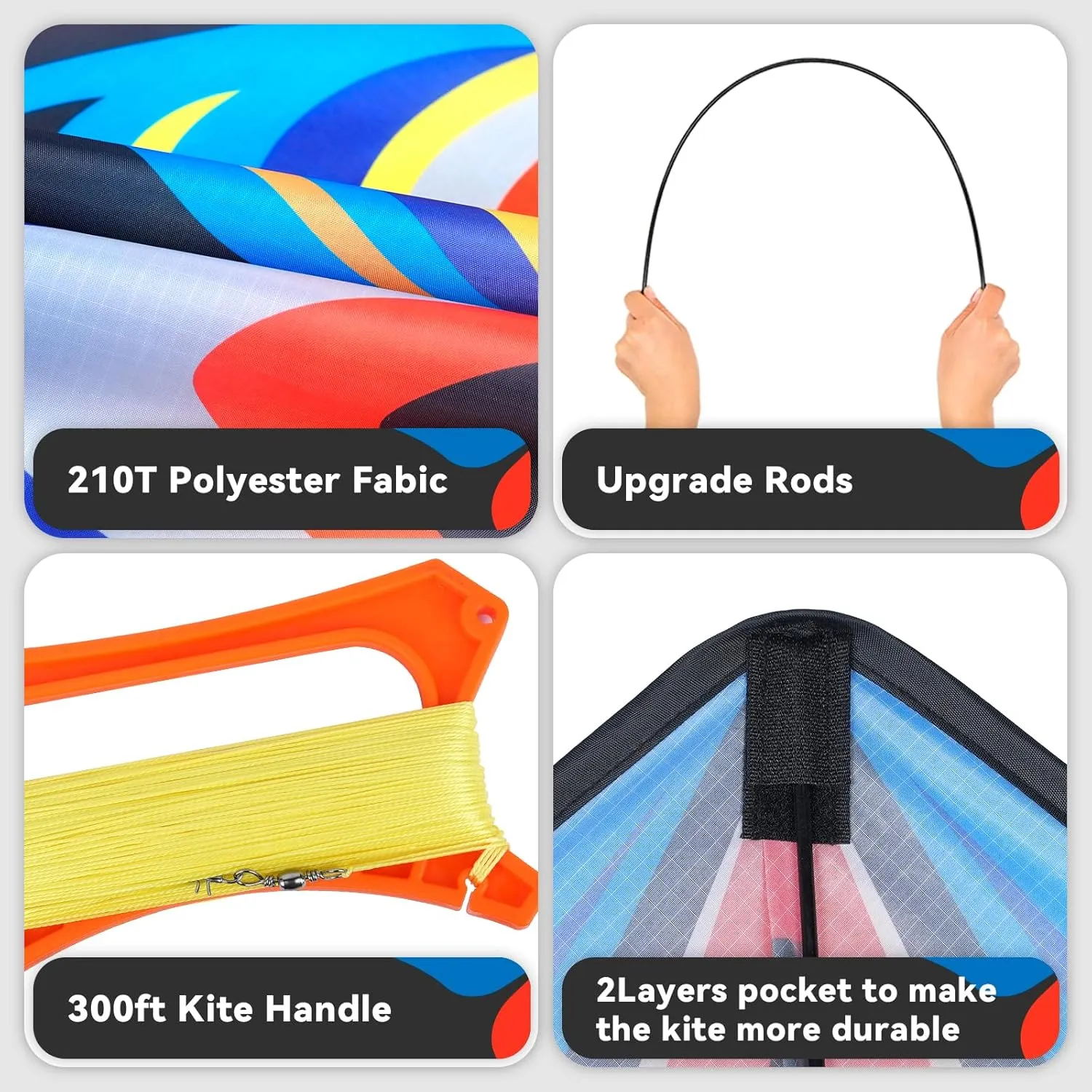 Large Delta Kite for Kids & Adults，Large Easy Flyer with String and Handle，Kites for Beach Trip Park Family Outdoor Games and Activities…