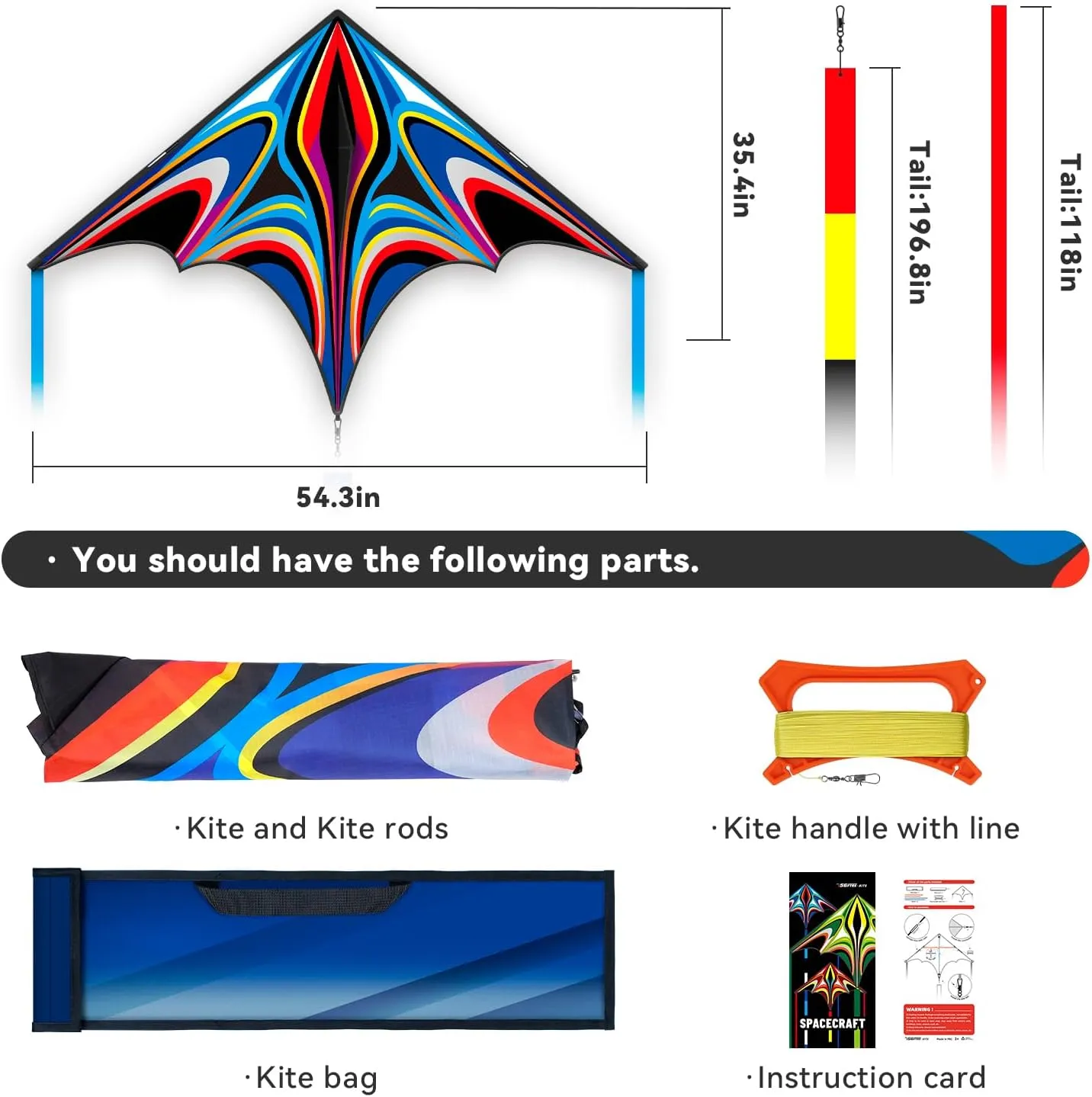 Large Delta Kite for Kids & Adults，Large Easy Flyer with String and Handle，Kites for Beach Trip Park Family Outdoor Games and Activities…