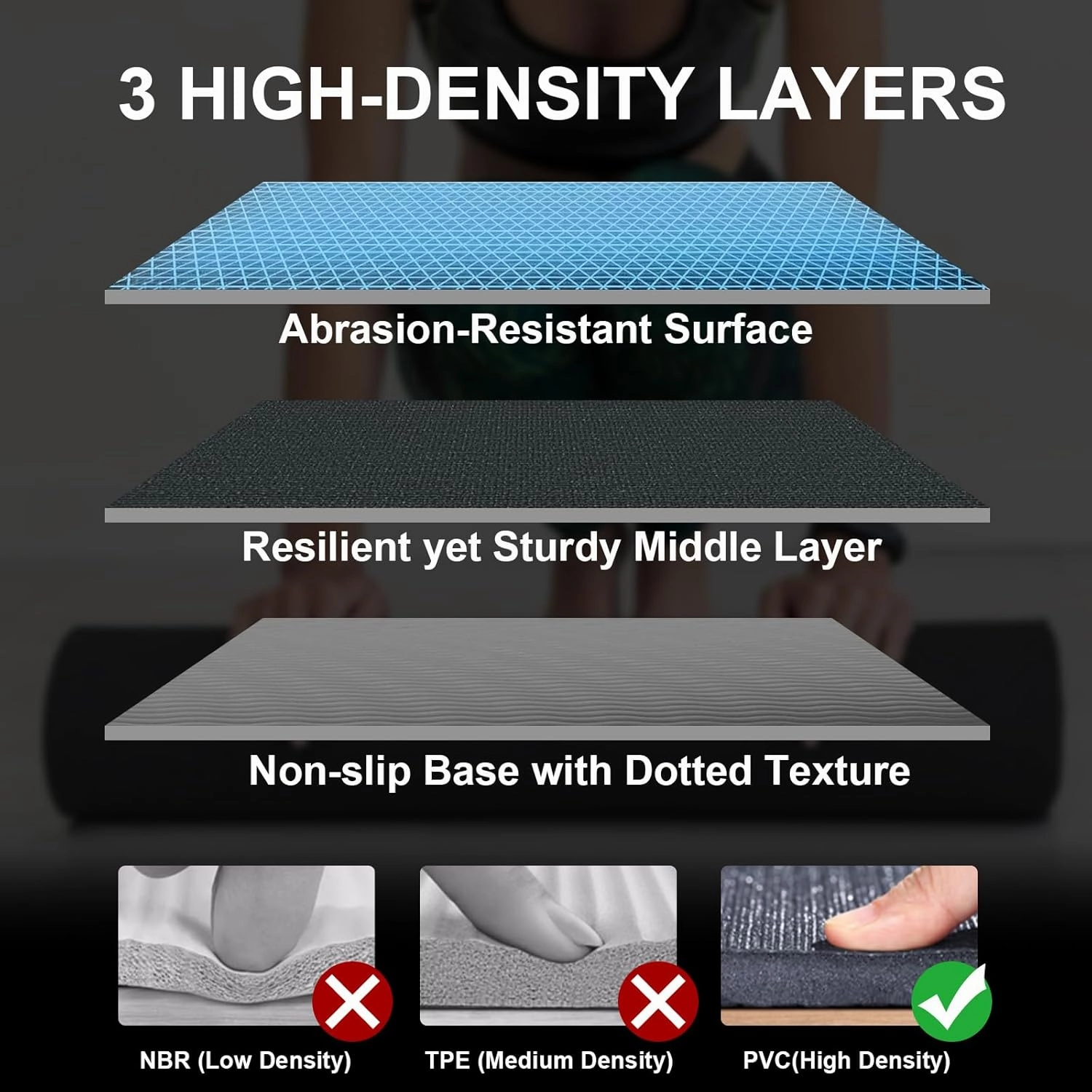 Large Workout Mat 6'x2' & 6'x4' - Home Gym Flooring for Weightlifting, Jump Rope, MMA, Yoga, Cardio, Stretch, Plyo, HIIT - Shoe-Friendly