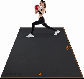 Large Workout Mat 6'x2' & 6'x4' - Home Gym Flooring for Weightlifting, Jump Rope, MMA, Yoga, Cardio, Stretch, Plyo, HIIT - Shoe-Friendly