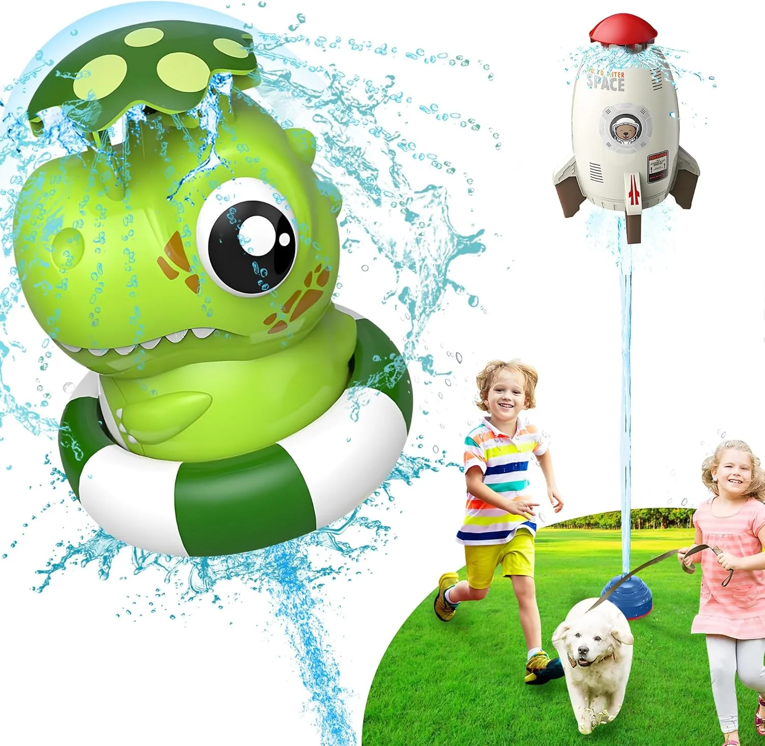 Launch Water Rocket Kids Water Toys for The Backyard Sprinkler Toy Outdoor Kids' Toys Summer Rocket Garden Sprinkler for 3 4 5 6 7 8 Year Old (Crocodile)