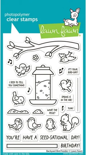 Lawn Fawn LF3707 Backyard Bird Feeder 4X6 Clear Stamp Set