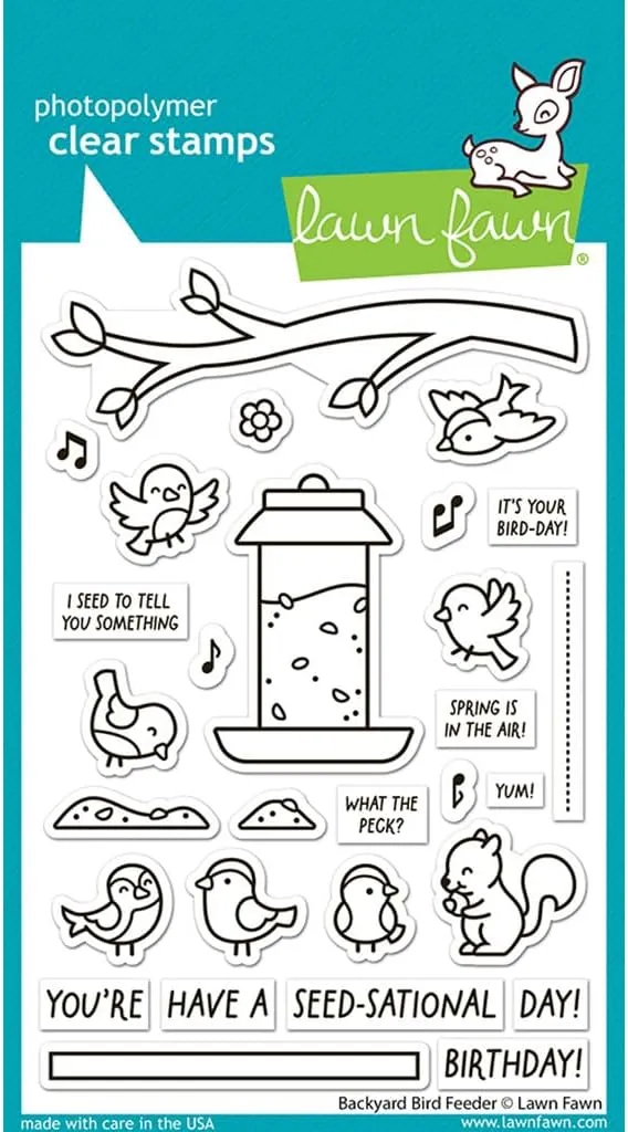 Lawn Fawn LF3707 Backyard Bird Feeder 4X6 Clear Stamp Set