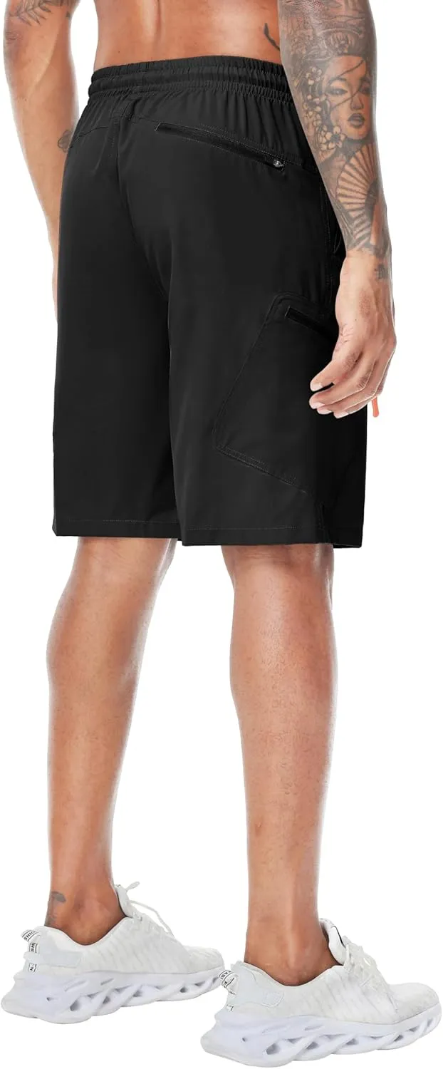 LAZYDAY Men's Hiking Cargo Shorts 9 Inch Inseam with Zipper Pockets Elastic Waistband for Outdoor, Travel, Summer