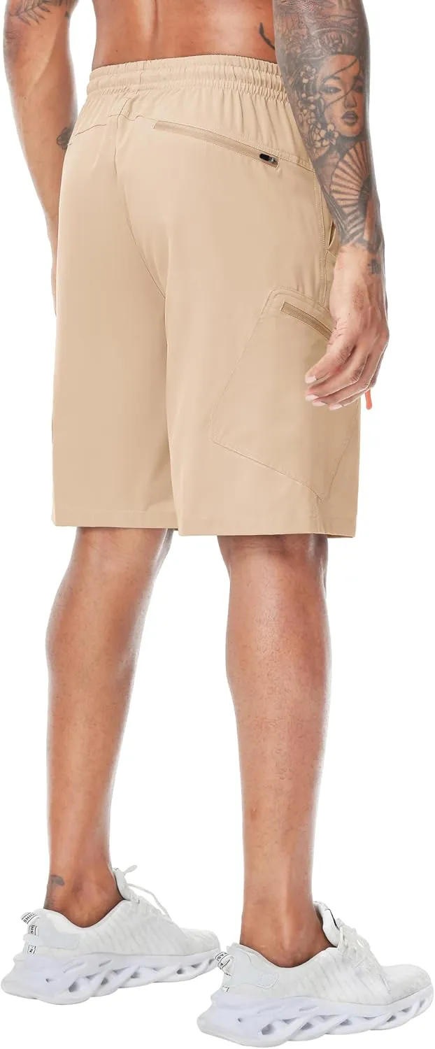 LAZYDAY Men's Hiking Cargo Shorts 9 Inch Inseam with Zipper Pockets Elastic Waistband for Outdoor, Travel, Summer