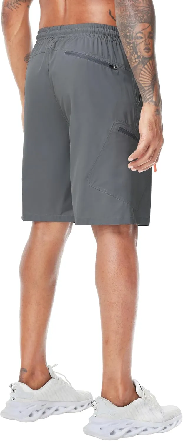 LAZYDAY Men's Hiking Cargo Shorts 9 Inch Inseam with Zipper Pockets Elastic Waistband for Outdoor, Travel, Summer