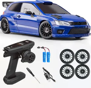 LD2801 Mini RC Drift Car 1/28 Scale RTR Remote Control 4WD Racing Cars with 4PCS Drift Tires and LED Searchlight for Hobby Gift (Blue)