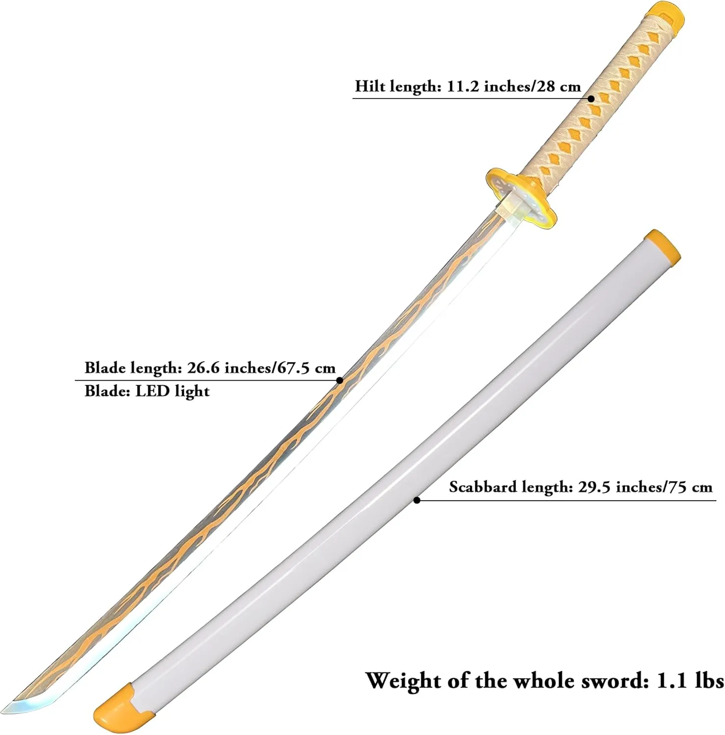 LED Light Up Sword Anime Demon Slayer Sword Katana Cosplay 41 inch, Collectible Gift, Multiple Styles Available