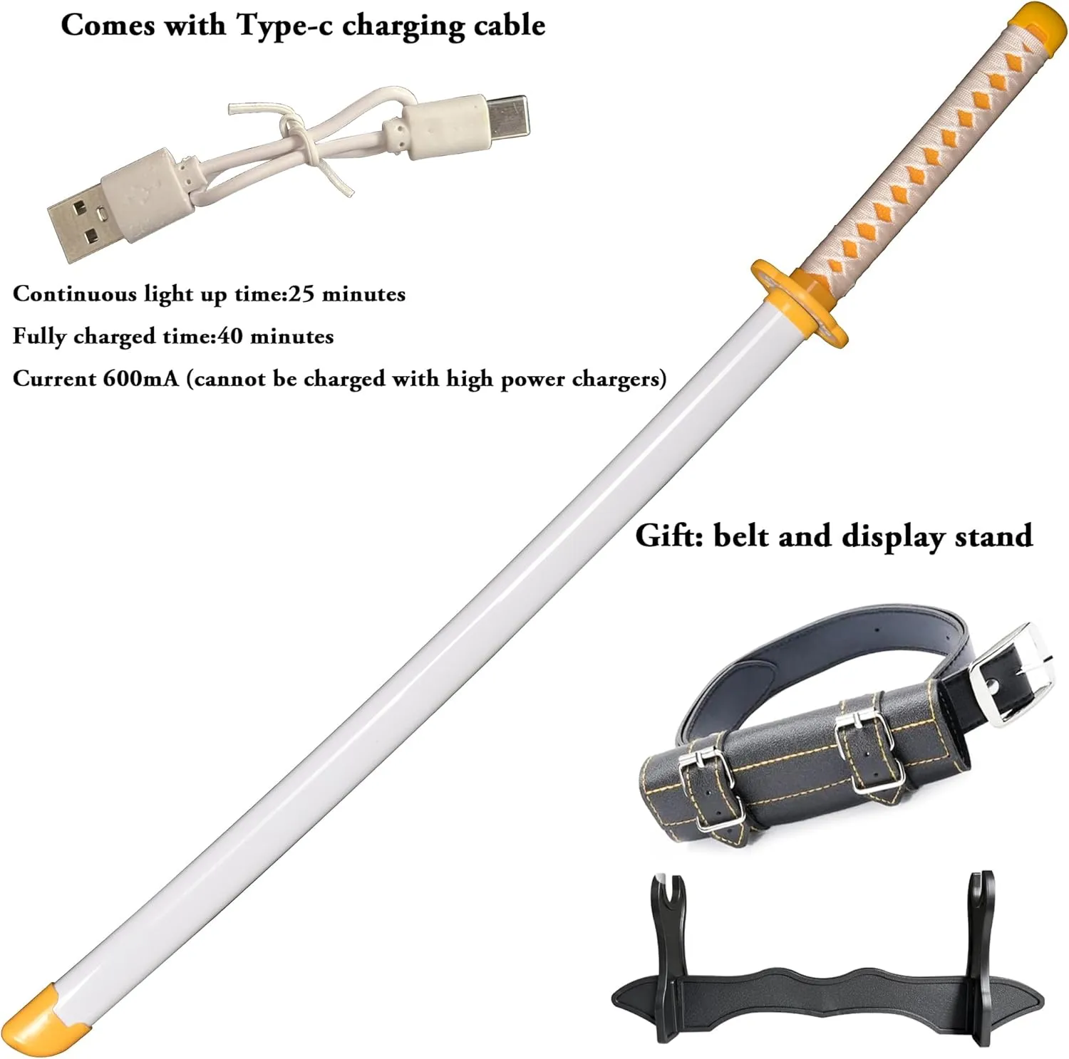 LED Light Up Sword Anime Demon Slayer Sword Katana Cosplay 41 inch, Collectible Gift, Multiple Styles Available