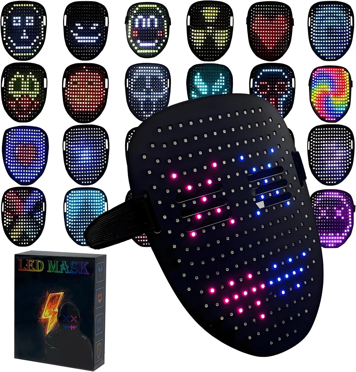Led Mask Lighted Up Mask - Led Masks with Gesture Sensing Costume for Halloween Costume Cosplay Party Cool Gifts