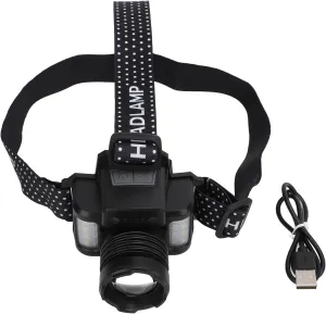 LED Rechargeable Headlamp, Aluminum Alloy 30W White LED Zoomable Headlamp with Type C USB Charging Indicator for Outdoor