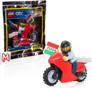 LEGO City Minifigure - Pizza Delivery Man on Motorcycle (Limited Edition)