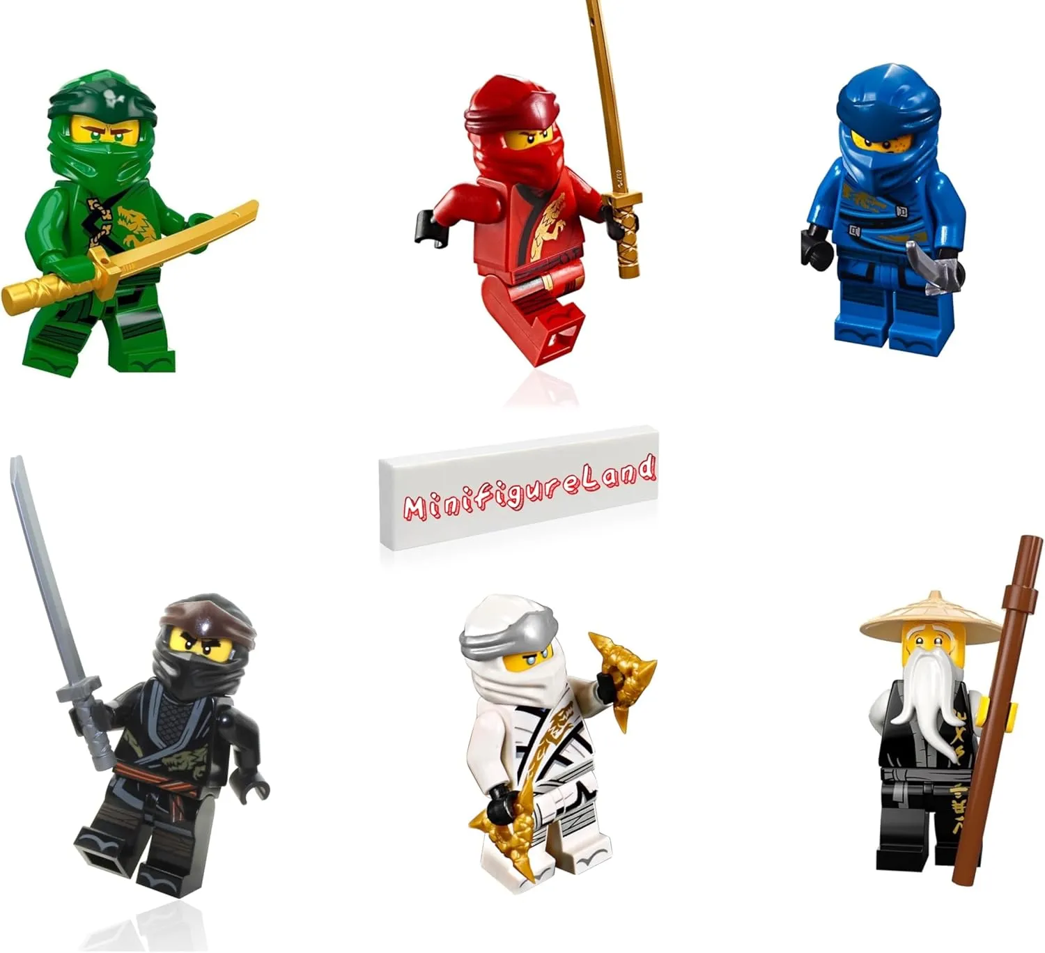 LEGO NINJAGO Legacy Minifigure Combo Pack - Lloyd, Jay, Kai, Cole, Zane, Master Wu (with Weapons)
