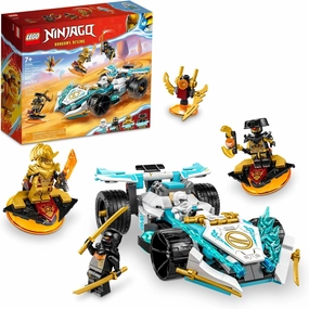 LEGO NINJAGO Zane’s Dragon Power Spinjitzu Race Car 71791 Building Toy Set, Features a Ninja Car, 2 Hover Flyers, Dragon Toy, and 4 Minifigures, Gift for Kids Aged 7 