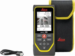 Leica Geosystems DISTO X6 New, 800ft Laser Distance Measure with Bluetooth, 4X Zoom Camera