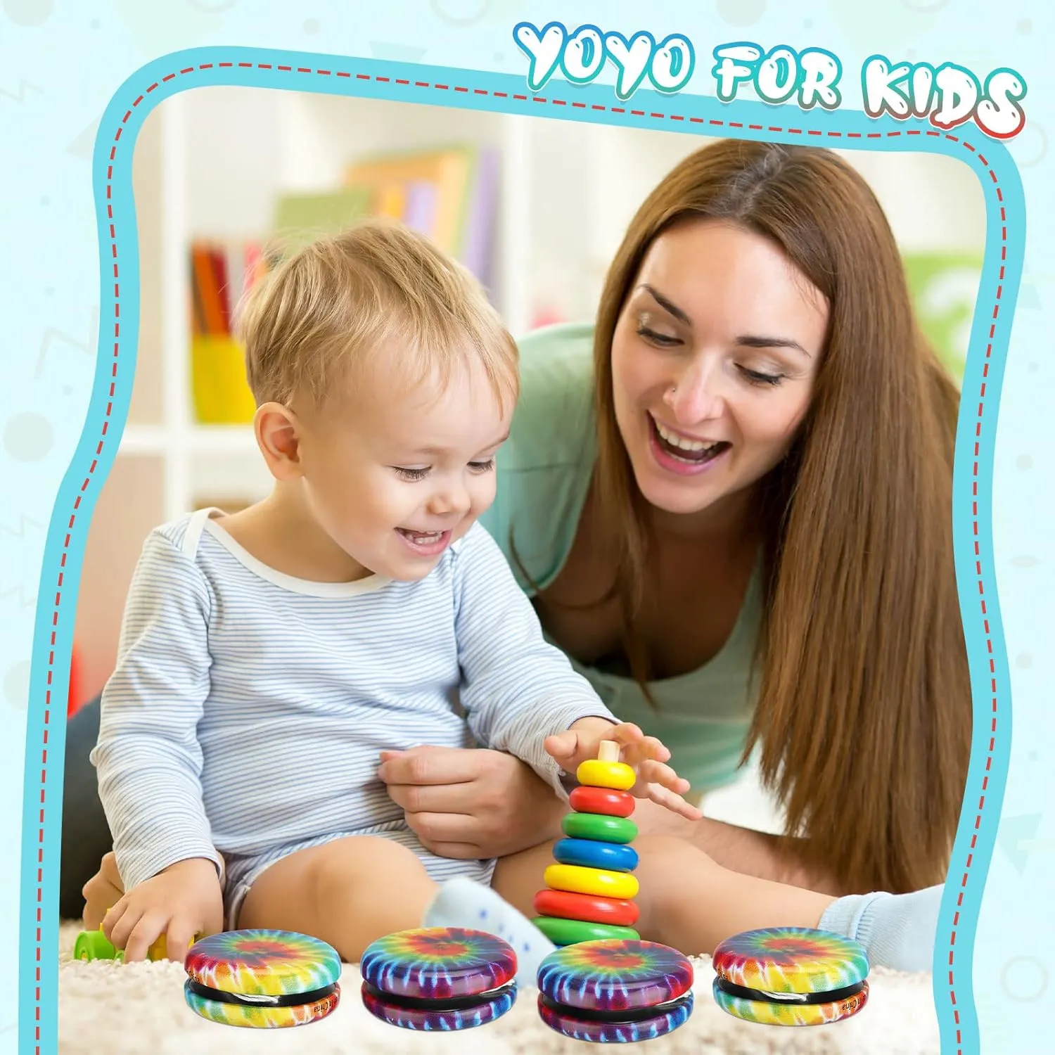 Lenwen Yoyos for Kids, Beginners Metal Yo Yo Toys with Colorful Designs Adults Teens Birthday Party Favors, Holiday Stocking Fillers, Classroom Prizes(50 Pcs, Rainbow)