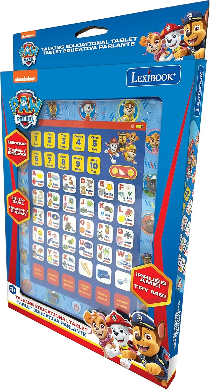 LEXiBOOK, Paw Patrol, Educational Bilingual English/Spanish Interactive Learning Tablet, Toy to Learn Alphabet, Letters, Numbers, Words, Spelling and Music, Blue, JCPAD002PAi2