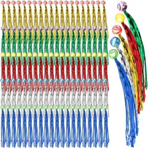 Leyndo 100 Pcs Comet Balls Rubber Bouncy Balls Bulk with Colorful Streamers Mini Ball with Tail for Birthday Party Favors Piñata Goodie Bag Stuffers, Assorted Colors