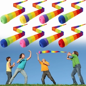 Leyndo 8 Pcs Throw and Catch Balls with Rainbow Tail, Fun Colorful Sports Comet Balls Playground Toys for School Classroom Beach Outdoor Camping Healthy and Fun Games, 26 Inch Long(Mixed Color)