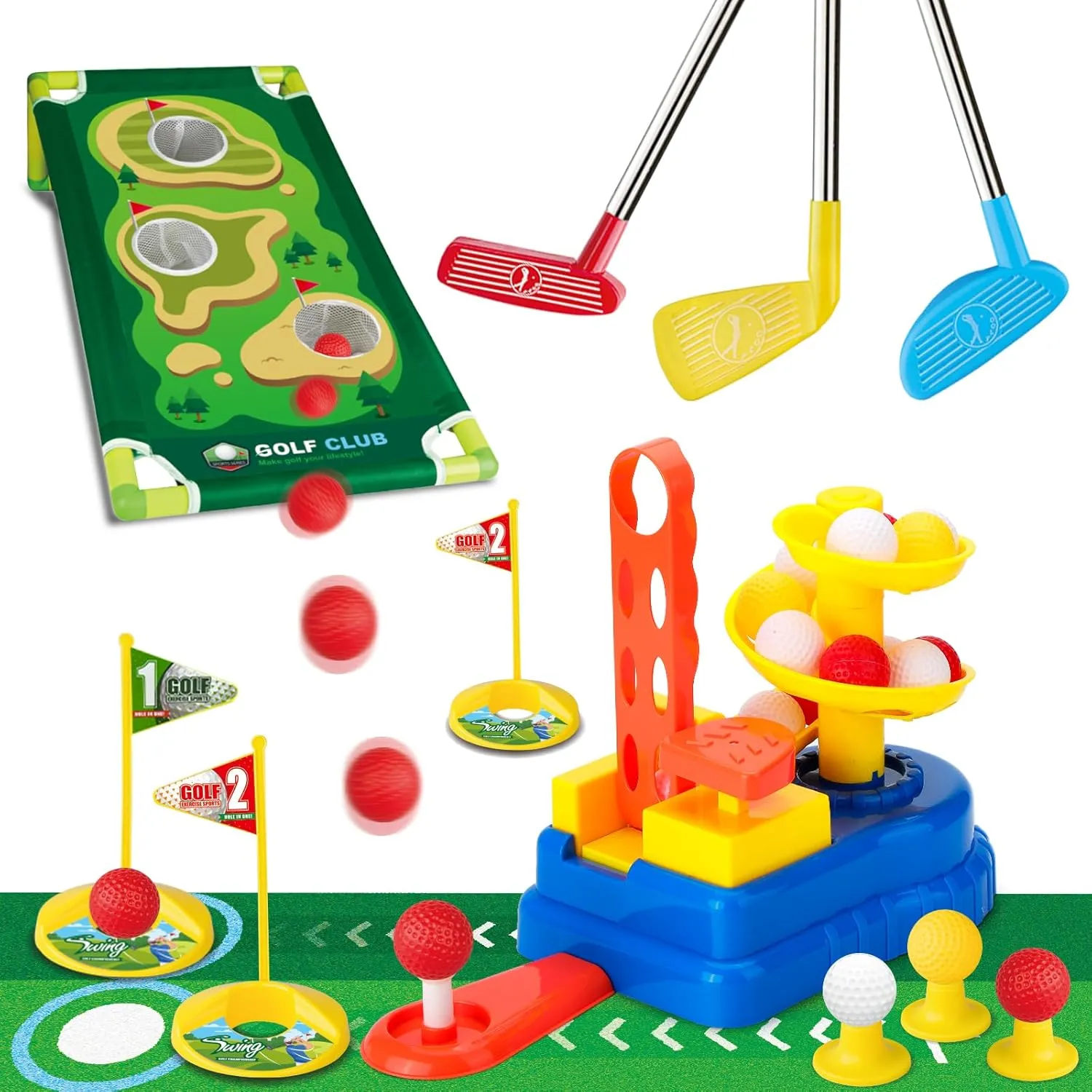 Liberry Kids Golf Club Set with 20 Balls, Retractable Clubs & Launcher, Toddler Indoor Outdoor Sports Toys for 3 4 5 Years Old, Fun Exercise Game, Birthday Gift for Boys Girls