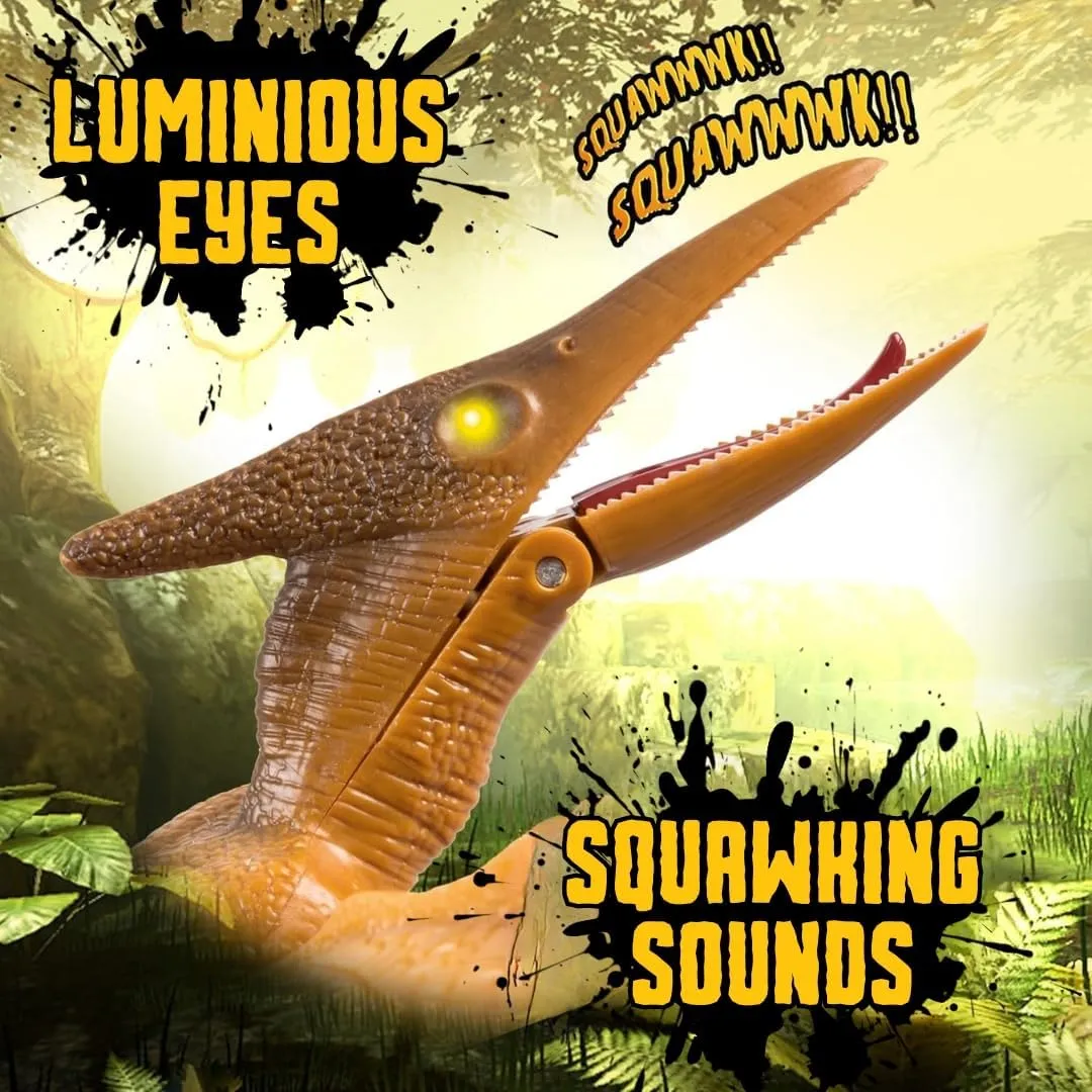 Liberty Imports Dino Planet Battery Operated Dinosaur Toy with Light Up Eyes and Sounds (Pterodactyl)