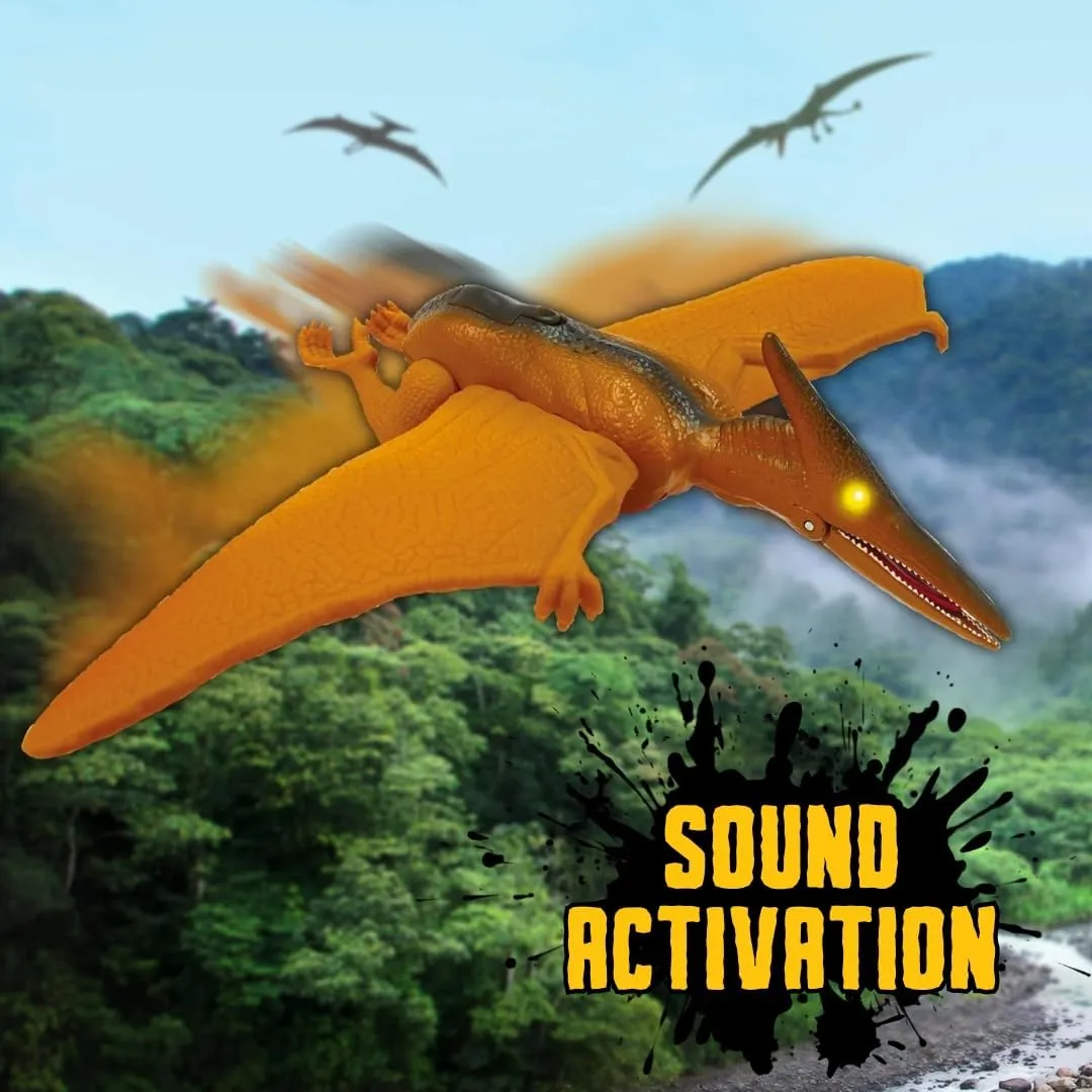 Liberty Imports Dino Planet Battery Operated Dinosaur Toy with Light Up Eyes and Sounds (Pterodactyl)