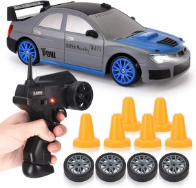 Liberty Imports RC Drift Car 1/24 2.4GHz 4WD Remote Control Sport Racing On-Road Vehicle with LED Light, Batteries and Drift Tires (Style 1)