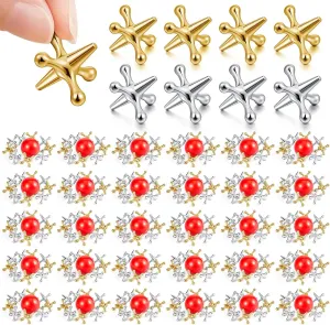 Libima 30 Sets Metal Jacks Game with Ball Bulk Include 300 Pcs Gold and Silver Jacks and 30 Pcs Red Rubber Balls Classic Jax Game Toys Gifts for Teens Adult Prizes Christmas
