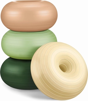Libima 4 Pcs Flexible Seating for Classroom Inflatable Yoga Ball Chairs with Pump Donut Exercise Ball Chair Cushion Seat for Balance and Stability Training Home Office Gym Workout
