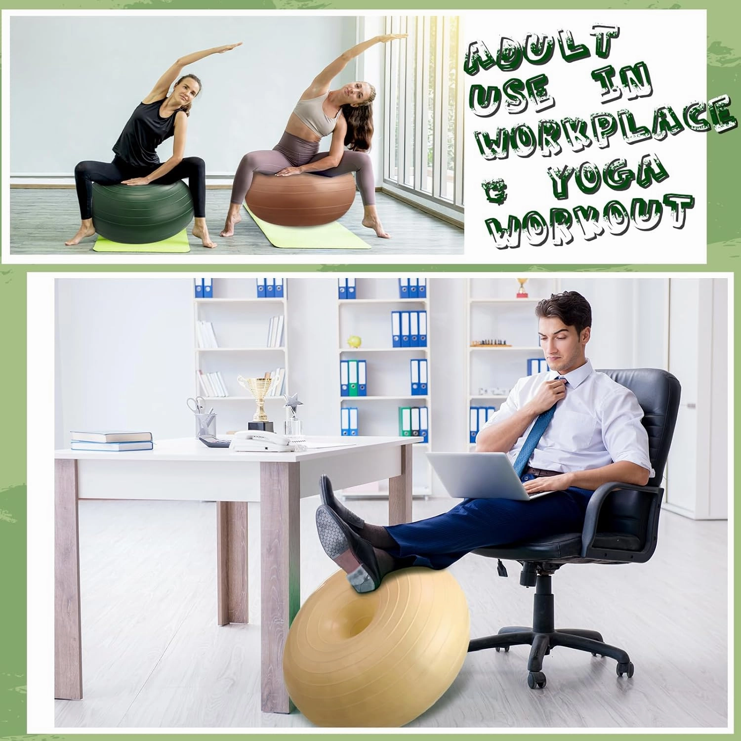 Libima 4 Pcs Flexible Seating for Classroom Inflatable Yoga Ball Chairs with Pump Donut Exercise Ball Chair Cushion Seat for Balance and Stability Training Home Office Gym Workout