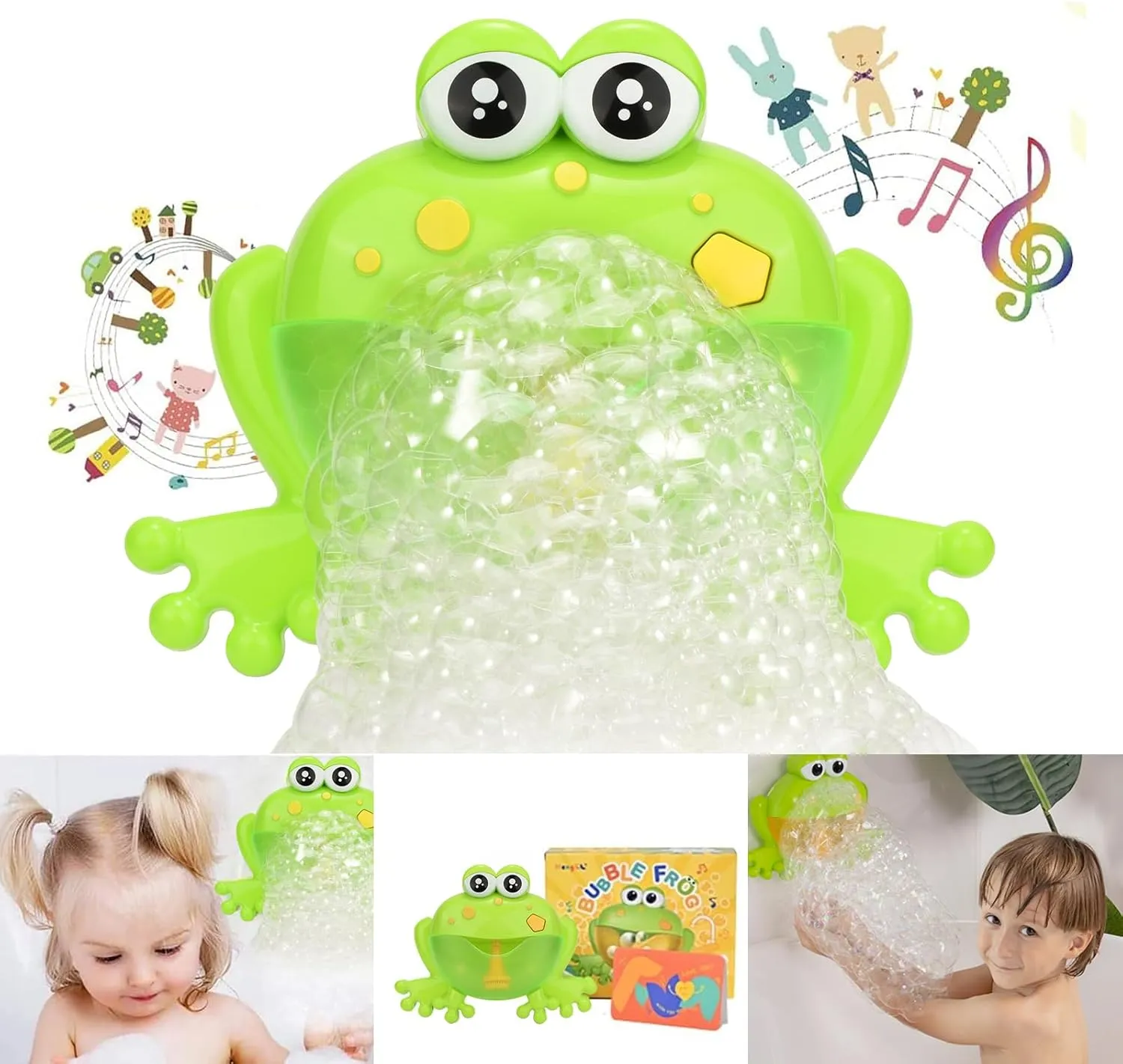 Light Up Baby Bath Bubble Toys,Tub Big Frog Automatic Bubble Maker Blower with 24 Music Baby Fun Shower Toys, for Boys, Girls