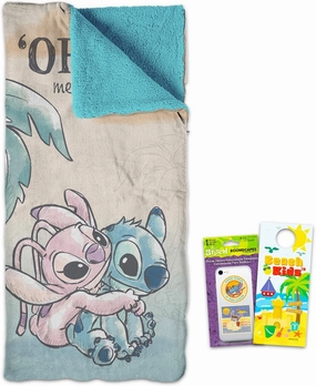 Lilo and Stitch Sleeping Bag Set - Bundle with 27" x 26" Disney Slumber Bag with Attached Pillow Plus Decals, More | Stitch Camping and Sleepover Supplies
